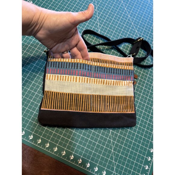 Fossil Striped Crossbody Bag With Multi-Zipper Compartments & Adjustable Strap - Picture 3 of 4